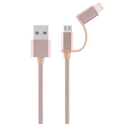 iPhone 12/X/8/ 4Ft 2-in-1(Apple/Micro USB) MFI Apple Certified USB Charger Cable - Image 1 of 4