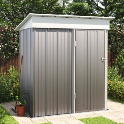 HOMEGARDENHARMONY Metal Large Storage Garden Shed 3 X 5FT Pent Roof Store Tool House Lockable Door