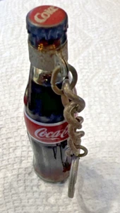 Coca-Cola Glass Key Chain - Metal Bottle Cap Chain Keychain - 3” Rare - Picture 1 of 8