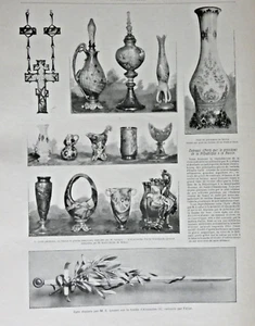ARTICLE DE PRESSE 1902 CROIX LALIQUE VERRERIE ÉMILE GALLÉ NANCY VASE DE SEVRES - Picture 1 of 1