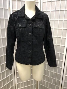 Croft & Borrow Woman’s Black Printed Jacket Size S Casual) - Picture 1 of 8