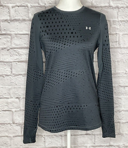Under Armour Fitted Cold Gear M Top Gray Black Long Sleeve Geometric Pattern