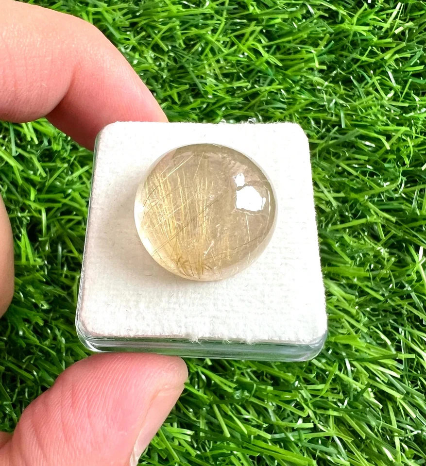 Natural Golden Rutilated Quartz 20MM Round Cabochon 2Pcs Loose Gemstone Lot. - Image 1 of 4