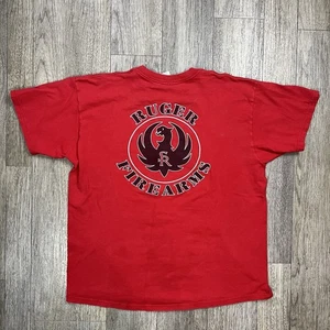 Vintage Ruger Firearms T-Shirt Mens XL Red Graphic Tee Guns Obscure Streetwear - Picture 1 of 11