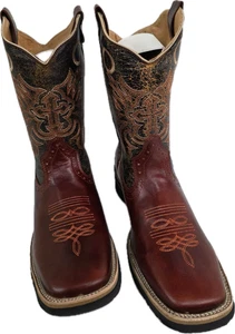 Herren Echt Rindsleder Cowboy Rodeo Zehe Leder Stiefel Handarbeit - Bild 1 von 9