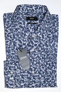 HUGO BOSS Hemd Shirt, Mod. Isko, Gr. 40 / US 15.7 Slim Fit, Dark Blue - Picture 1 of 3