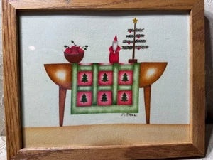 Pintura teorema "Una escena de mesa de Navidad" de M Paul - firmada y enmarcada - Imagen 1 de 13