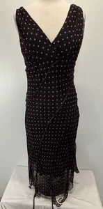 Vintage Robbie Bee Seide Midikleid Gr. 10 schwarz pink gepunktet Whimsigoth Fee Y2K  - Bild 1 von 8