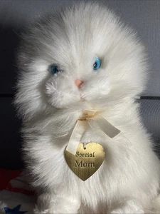 Vintage 1988 Dakin Playful Plush Dog White BowCreations Faux Fur- Korea - Picture 1 of 9