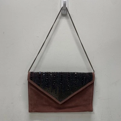 Cartera sin asas Donald J Pliner granate de gamuza con cuentas Foto 1 de 4