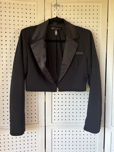 Aqua x Maeve Reilly Cropped Long SLV Blazer Jacket Single Hook Close Women's M - Picture 1 of 6