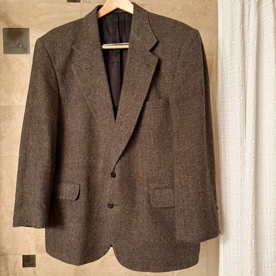 Abrigo deportivo Robert Stock negro/lana bronceada pata de gallo tweed 44R Foto 1 de 4