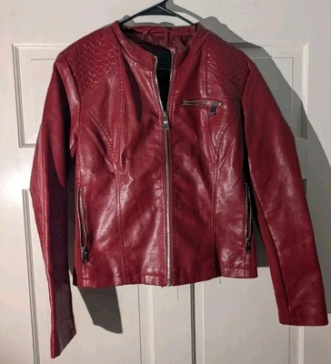 Ci Sono by Cavalini Rojo Vegano Cuero Bomber Chaqueta con Cinturón M Foto 1 de 4