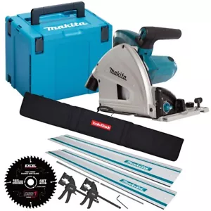 Makita SP6000J2 165mm Plunge Saw 240V 2 x Guide Rail Connector Bar Blade & Clamp - Picture 1 of 4
