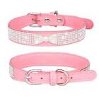 Dog Rhinestone Collar Leather Pet Bling Studded Necklace For Small Medium Dogs