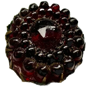 Antique Victorian 19th c Pavè Garnet Encrusted Pendant for Ribbon Choker - Picture 1 of 11