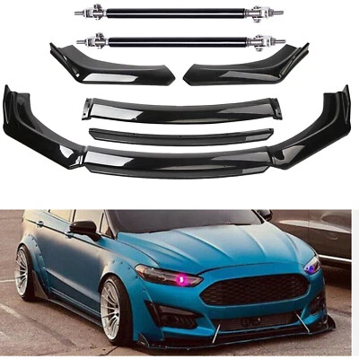 Body Kit Glossy Black For Ford Fusion Front Bumper Lip Spoiler Splitter - Image 1 of 4