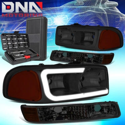 PARA SIERRA YUKON XL 1999-2007 FARO LED DRL + LÁMPARAS PARACHOQUES + HERRAMIENTAS AHUMADO/ÁMBAR Foto 1 de 4