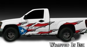 Puerto Rican Flag Truck Graphics Rocker Panel Ripped Metal Truck Accessories - Picture 1 of 2