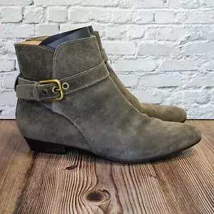 J.CREW Suede Side Buckle Chelsea Ankle Boots SIZE 10 M Medium Gray Flat Low Heel - Picture 1 of 15