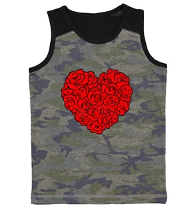 Heart Of Roses - Flowers Valentine's Day Bouquet Youth Contrast Tank Top - Picture 1 of 7