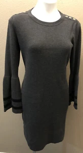 Ribbed Sweater Dress Gray By Tommy Hilfiger Womens Sz S Dark Gray w Black Accent - Picture 1 of 12