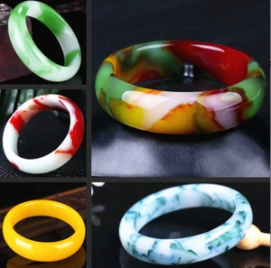 Natural Multicolore Jade Jadeite Gemstone Bangle Bracelet 56-62mm Jewelry AAA - Picture 1 of 19