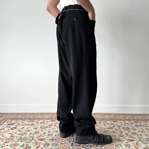 Men's Antique 1910s Edwardian Era Swiss Bespoke Backl Back Black Trousers - Picture 1 of 9