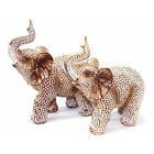 Feng Shui Pair of Polyresin Elephant Trunk Statue Lucky Figurine Gift Home Decor