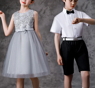 Niñas Vestido de Princesa Niños Fiesta Concurso Boda Dama de honor Baile de graduación Vestido Niños Conjunto EE. UU. Foto 1 de 4