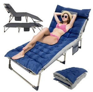 Heavy Duty Bed W/Mattress Adult Adjustable 5-Position Cots Folding Camping Cot - Picture 1 of 7