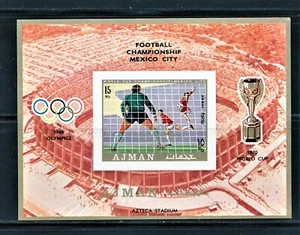 AJMAN UAE 1970 SOCCER WC GOLD O/P BRAZIL CHAMPIONS MICHEL BLOC 197B CV 16€ - Picture 1 of 1