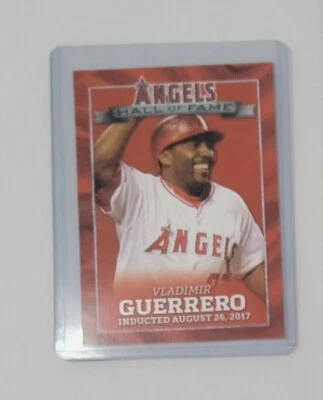 Tarjeta SGA Salón de la Fama de los Ángeles Vladimir Guerrero 2017 más Aybar, Bourjos 3 piezas Foto 1 de 4