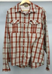 Howler Bros Western Shirt Men's Size M Red Blue Plaid Vented Pearl Snap Button - Picture 1 of 3
