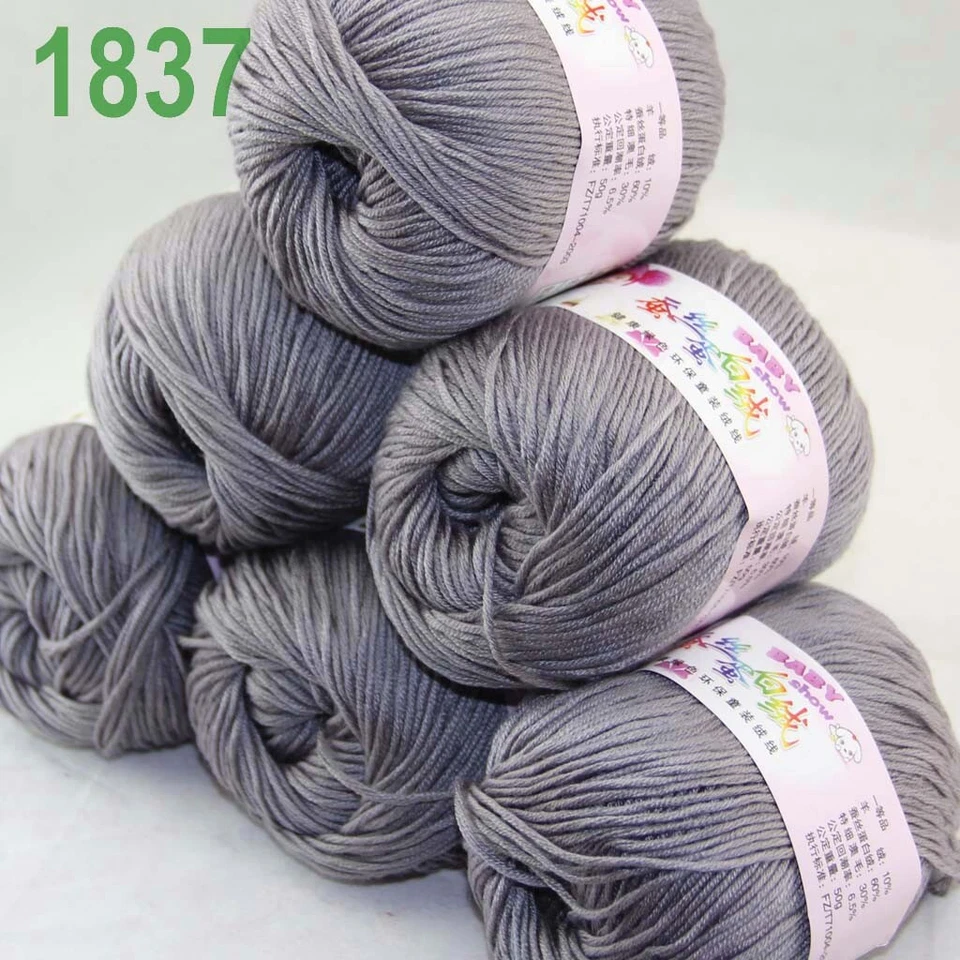 Sale 6Skeinsx50gr DK Baby Cashmere Silk Wool Hand Knitting Scarf Crochet Yarn 37 - Image 1 of 4