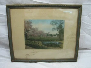 Early Wallace Nutting Hand Colored Photo The Blooming Meadow Print Cherry Trees - Picture 1 of 8