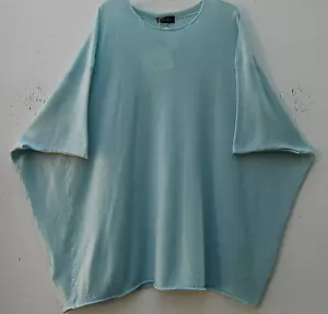 NWT Eskandar Size (1) AQUA Cashmere Knit Boat Neck 34" Long Tunic Sweater - Picture 1 of 5