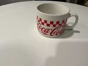 Coca-Cola Gibson Black and White Checkered Coffee Tea Soup Mug 4 1/8", 1996 - Picture 1 of 7