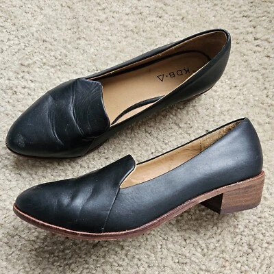 Kelsi Dagger Brooklyn cuero genuino punta mocasín plano negro talla 7 Foto 1 de 4