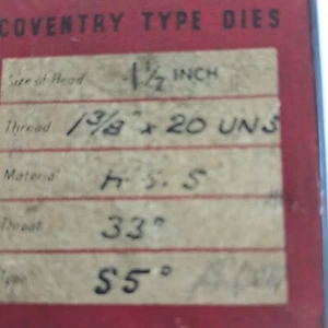 Troqueles Coventry 1 3/8" x 20 tpi - 1 1/2" - S 5,132 - Imagen 1 de 2