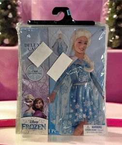 Disney Frozen Queen Elsa Deluxe Cape Child Size Blue Snow Glitter Sheer Poly NWT - Picture 1 of 2