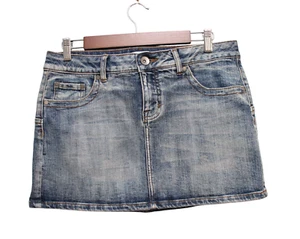 Vintage Y2K Preppy No Boundaries Mini Skirt Size 11 Denim Stretch - Picture 1 of 11