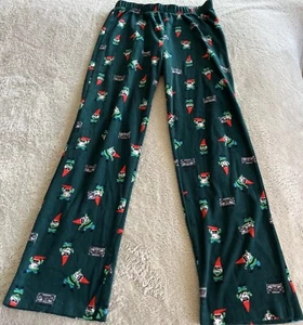 Old Navy Boys Green Red Gnomes Boombox Fleece Pajama Pants 14-16 - Picture 1 of 7