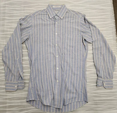 Camisa de vestir Yves Saint Laurent para hombre 14,5 32-33 azul a rayas YSL ropa de hombre botón Foto 1 de 4