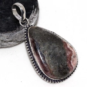 925 Silver Plated Pyrite In Rhodochrosite Jewellery Pendant Size 2" AU t966 - Picture 1 of 3