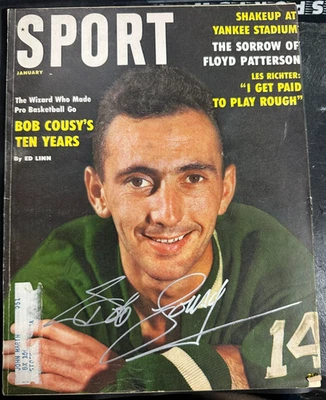 Bob Cousy Autografiado Enero 1960 Edición de la Revista Deportiva BAS HOF Foto 1 de 3