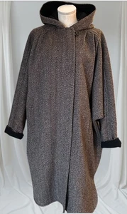 Vintage Central Park International CPI M Mantel Wolle braun Hahnentritt Reißverschluss gefüttert Coat - Bild 1 von 9
