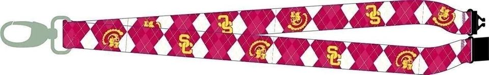 University of Southern California USC Trojans Argyle Lanyard Keychain Double... - Image 1 of 1