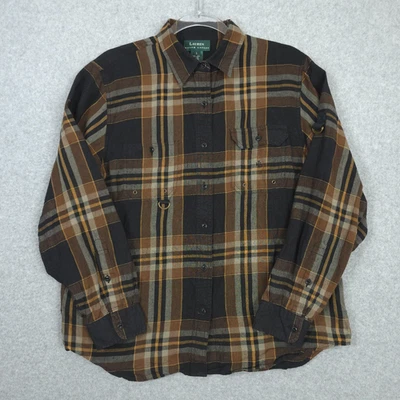 Ralph Lauren Shirt Womens Large Linen Plaid Long Sleeve Roll Tab Fall Blouse - Image 1 of 4