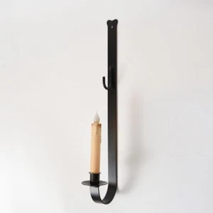 Rustikale koloniale primitive Wandhalterung Kranz und Kegelhalter Metall Wandleuchte 19" - Bild 1 von 7